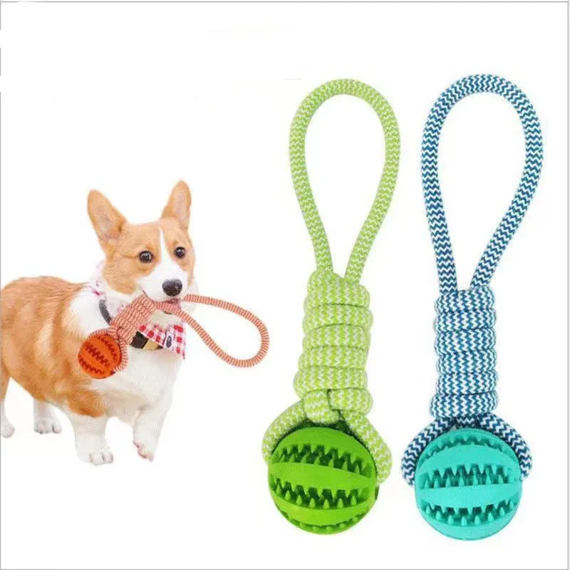 

Human-Pet Interaction Dog Toys Hand-pulled Teething Ball Teeth Cleaning Leaky Food Ball Dog Healthy Chew Toys Tug-of-war Toys
