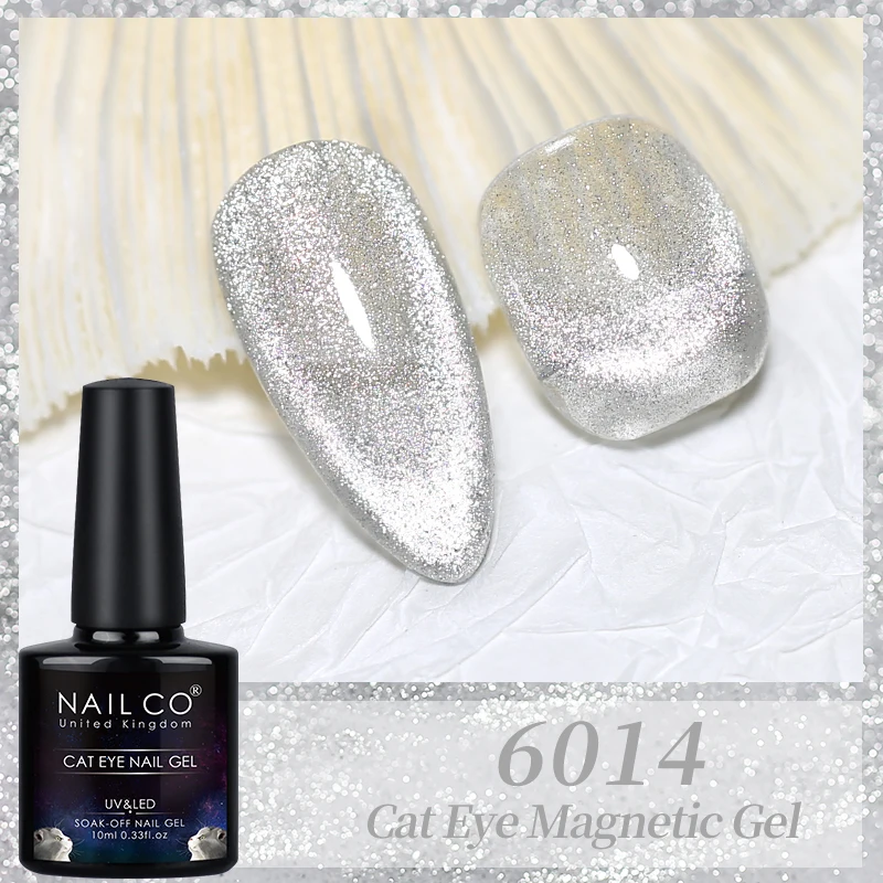 NAILCO-Verhéritage à Ongles Gel Oeil de Chat Transparent, Verhéritage à Ongles UV, Semi-continu, Hybride, 240 Aimants, SPAR, Laque, Soak, Art, 10ml