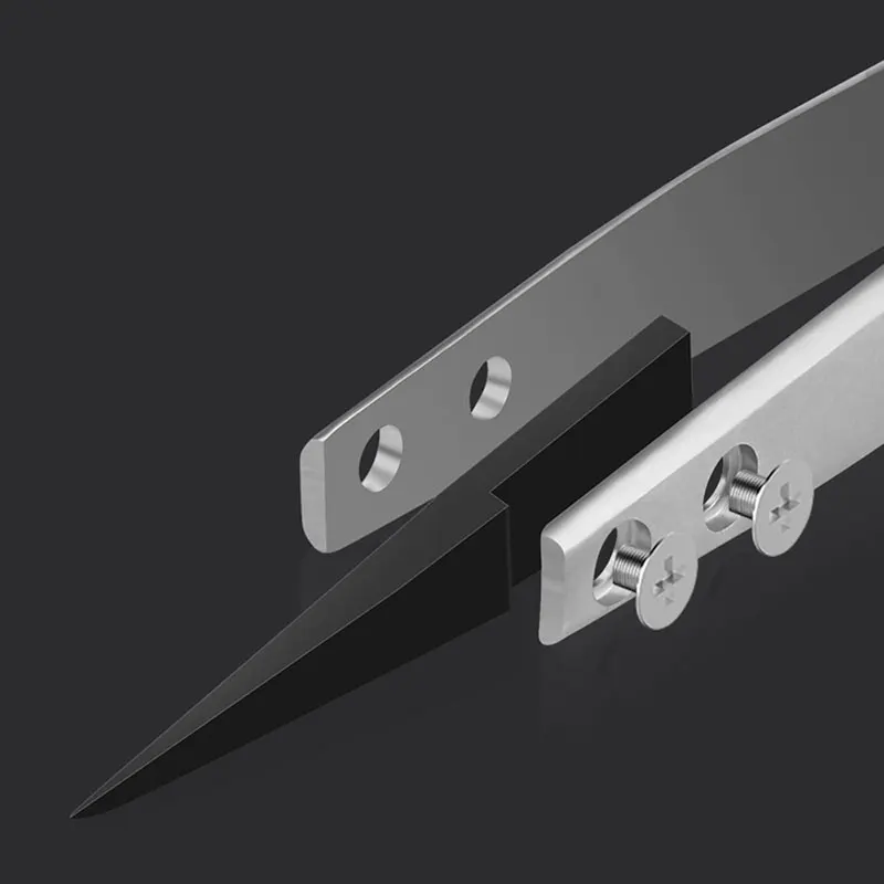 Pinzette zur Wimpernverlängerung, austauschbare Spitze, kohlefaser, leitfähiger Kunststoff, H-Kopf, antistatische Wimpernpinzette aus Edelstahl