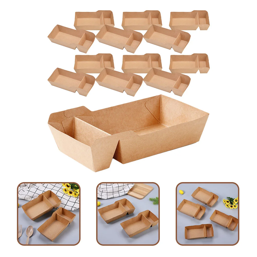 50 Pcs Fried Food Serving Basket Kraft Paper Snack Box Paperplates Party Candy Container Cardboard Appetizer Boxes for