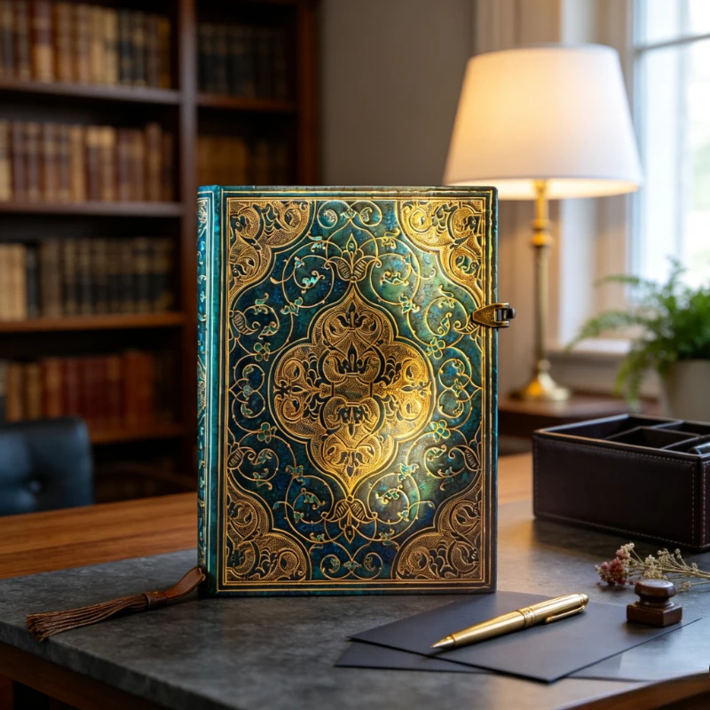 Vintage Hardcover Journal with Clasp Closure, Turquoise Embossed Cover and Acid Free Pages for Smooth Writing and Gift Giving