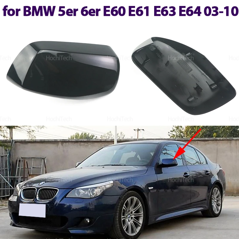 Car Side Door Rearview Side Balck Carbon Fiber Style Mirror Cover Caps for BMW 5 6 Series E60 E61 E63 E64 2003-2010