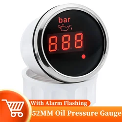 12/24V Car Oil Pressure Gauge 10 Bar Digital Display With Flashing Alarm Universal 1/8 NPT Pressure Sensor For Auto Car Boat