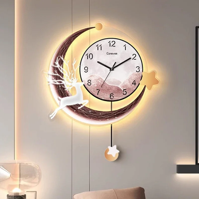 Villa Led Luxury Wall Clocks Mechanism Living Room Interior Modern Aesthetic Wall Watch Restaurant Korean Horloge Home Decor