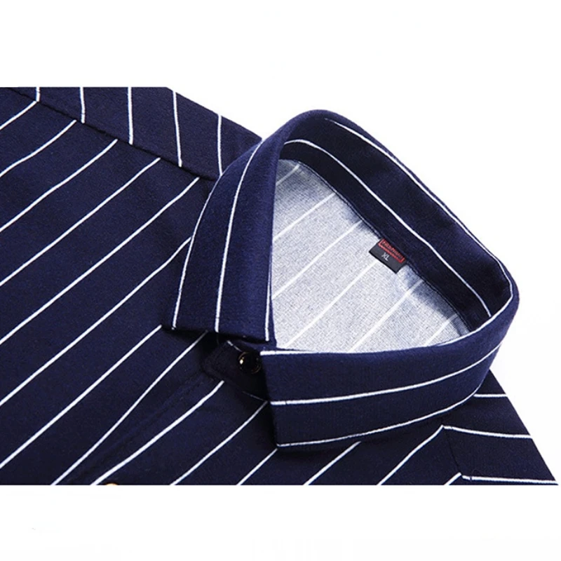 

Slim Fit Long Sve Thin irt Мужской деловой костюм в вертикальную полоску Casual irt Кубинский воротник Полиэфирное волокно Весенний сезон