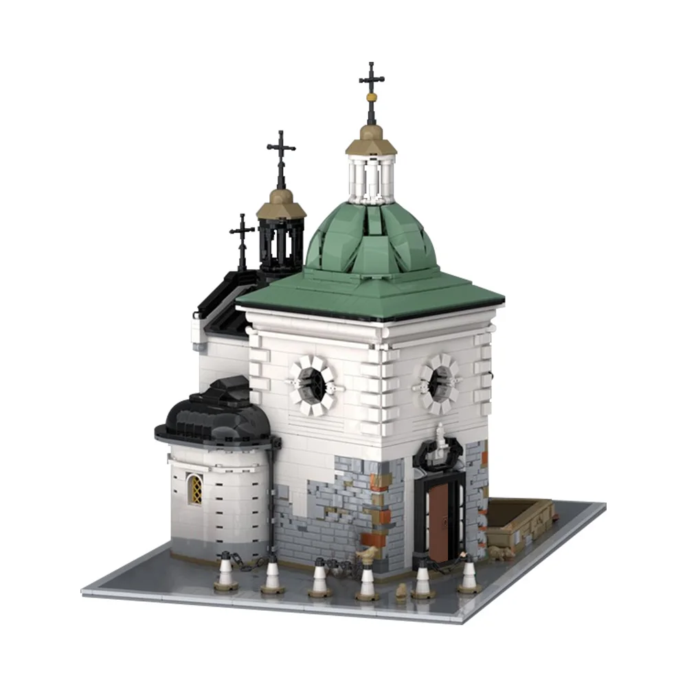 Gobricks Adalberts Kirche Bausteine Modell Weißer Palast Ziegel Klassische Architektur Street View DIY Zusammengebautes Spielzeug Kind Geschenk