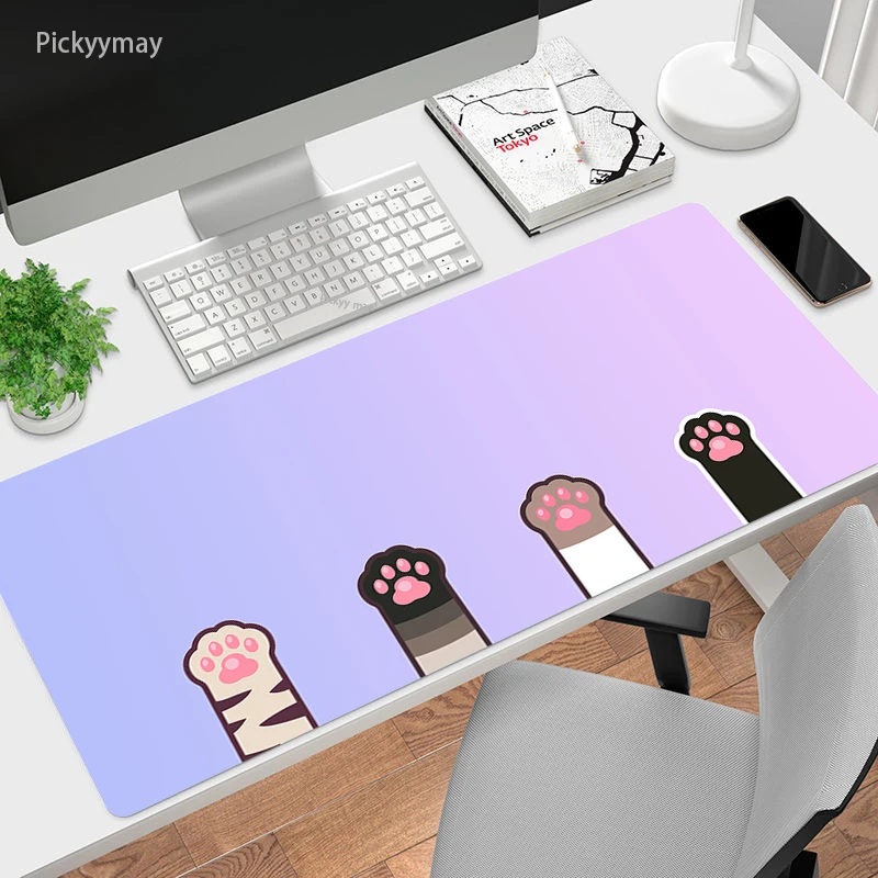 

900x400 Kawaii XXL Gaming Mouse Pad Large Rubber Gamer Cat Paw Cute Anime Computer Mousepad PC Keyboard Desk Play Mats Lockedge