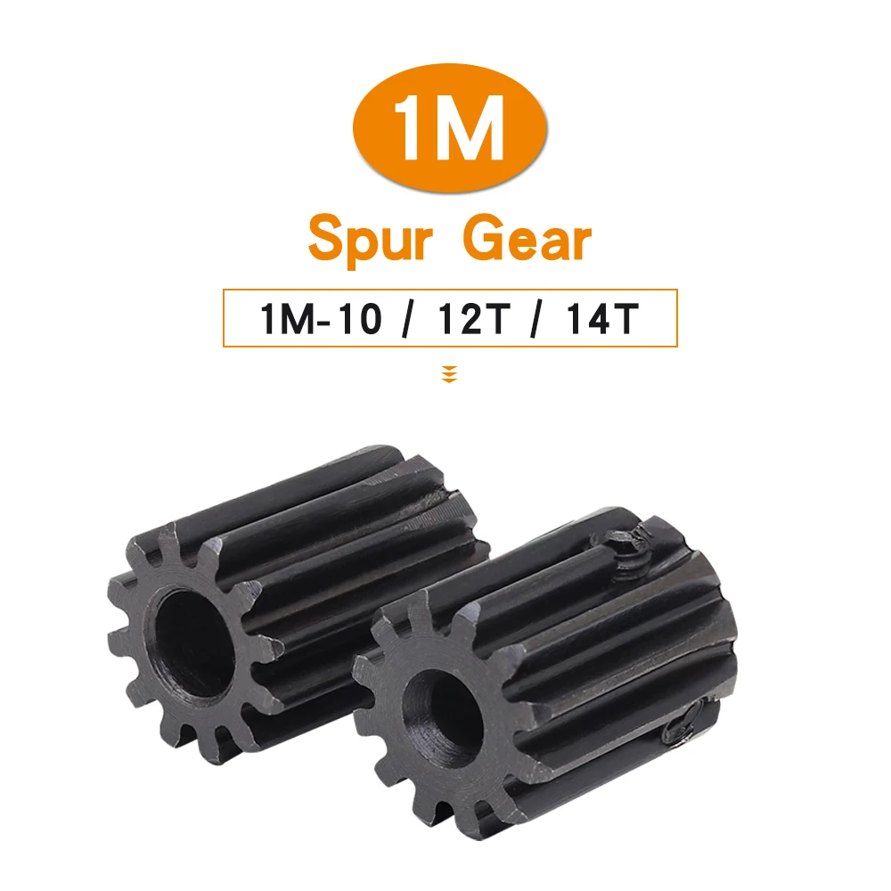 Module 1 Spur Gear 1M-10T/12T/14T SC45#Carbon Steel Material Motor Gear Bore Size 4/5/6/6.35/7 mm Transmission Accessories