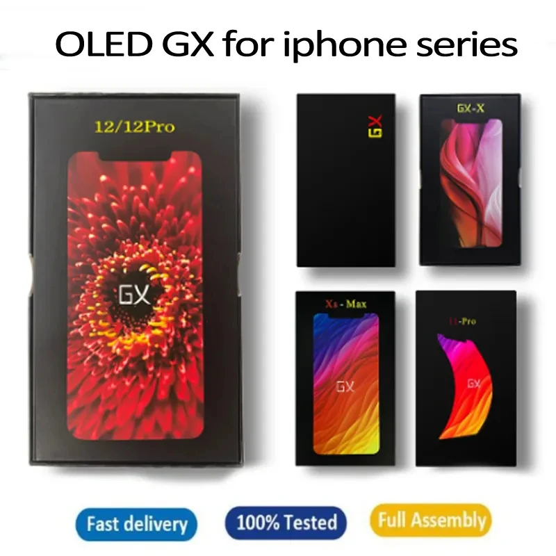 Tela OLED GX para iPhone X XS XR 11 12 13Pro 14 15 16 Pro Max com True Tone e 3D Touch para Substituição de iPhone com Ferramentas