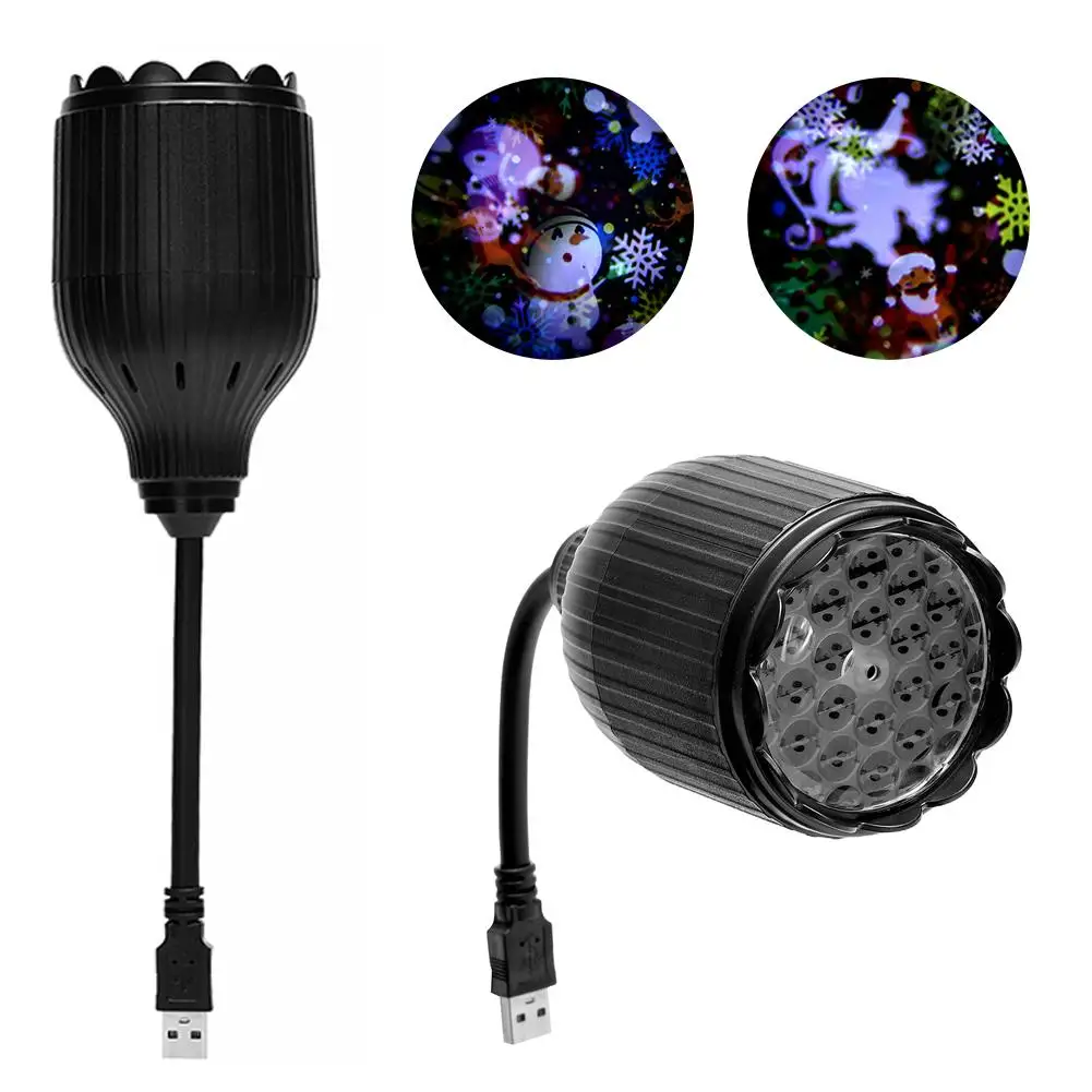 عيد الميلاد LED ندفة الثلج ضوء الإسقاط USB بالطاقة الدورية LED الليزر ضوء المرحلة لقضاء عطلة حفلة الهالوين عيد الميلاد ديكور الهدايا