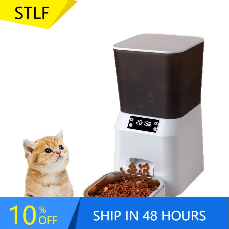 

STLF Smart Automatic Pet Feeder Stainless Steel Bowl Battery-powered Timer Function Remote Control Ideal for Travel and Home Use