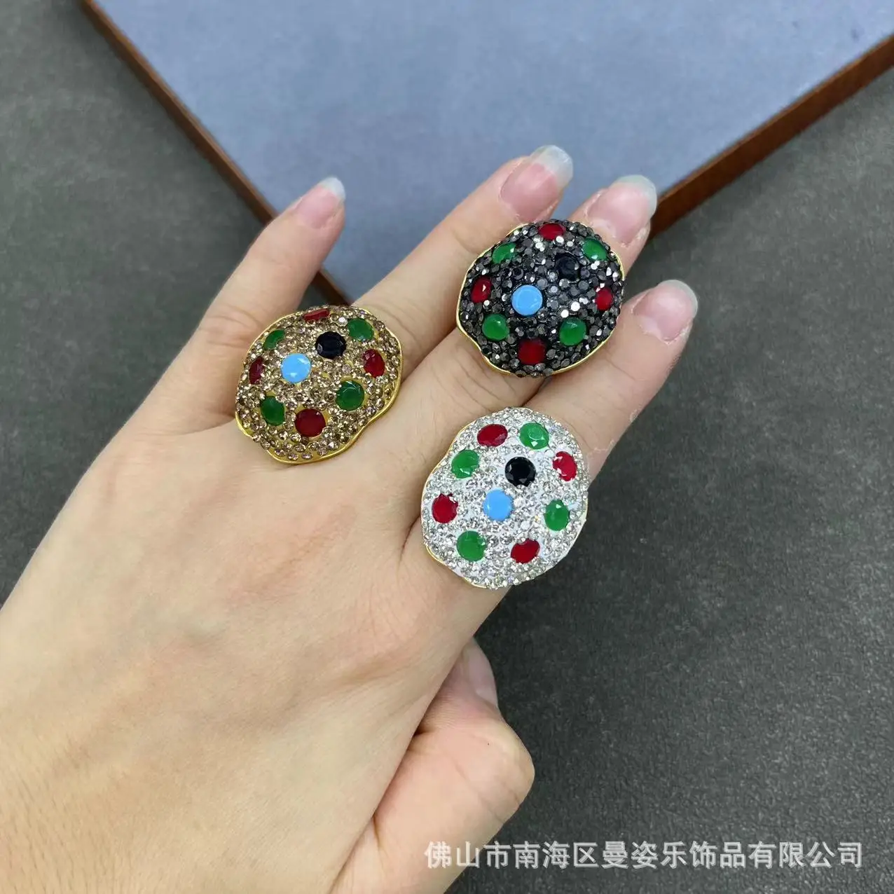 DIY accessories New zircon ring full diamond design colorful live ring fashion personality European and American cross-border In