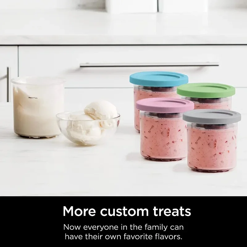 Ice Cream Pints Cups For NINJA- CREAMI NC299AMZ/NC300s Series Ice Cream Maker Replacements Storage Jar With Sealing Lids