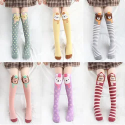 1pair children socks long socks girls cartoon knee socks free size foe 3-12 years child