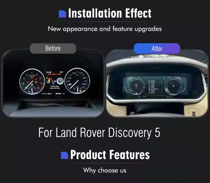 

12.3 Inch For Land Rover Discovery 5 Car Digital Cluster LCD Dashboard Player Cockpit Virtual Instrument Panel Speedometer
