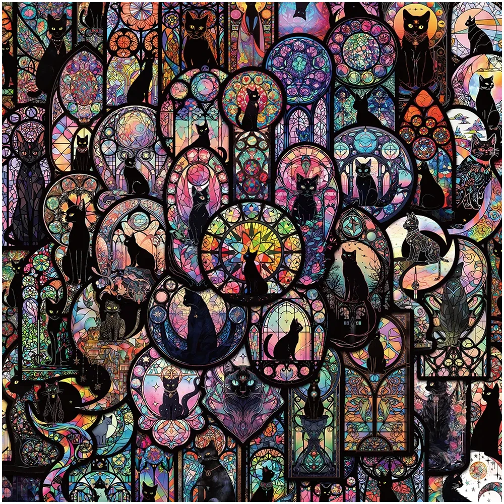 10/30/50 Stück Vintage Gothic Schwarze Katze Cartoon Aufkleber Ästhetische Aufkleber Dekoration DIY Koffer Laptop Gepäck Coole Vinyl Aufkleber