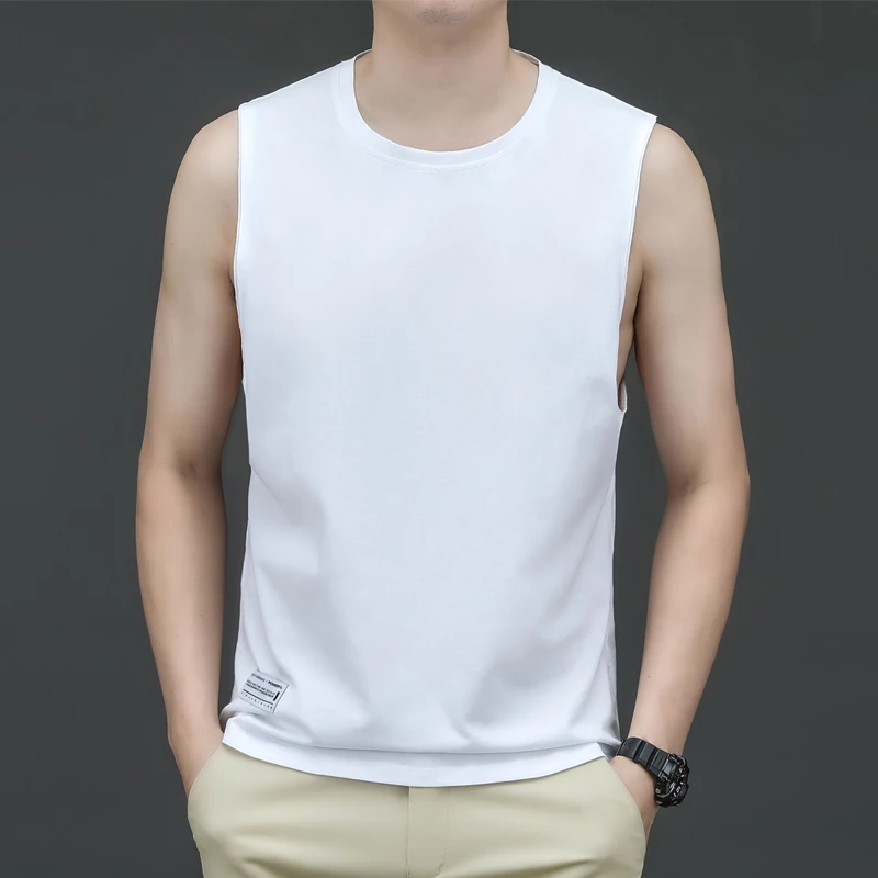 Fashion O-Neck Spliced Loose Korean Tank Tops Men's Clothing 2024 Summer New Casual Pullovers All-match Sleeveless Tee Shirt