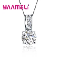 925 Sterling Silver Color Bridal Jewelry Set Classic Cubic Zircon Crystal Pendant Necklace Stud Earrings for Women Girls Gift 4