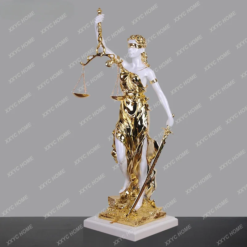 Goddess of Justice and Justice Sculpture Fairness Justice Statue Lawyer's Office Legal Scale Decoration Living Room Decoration