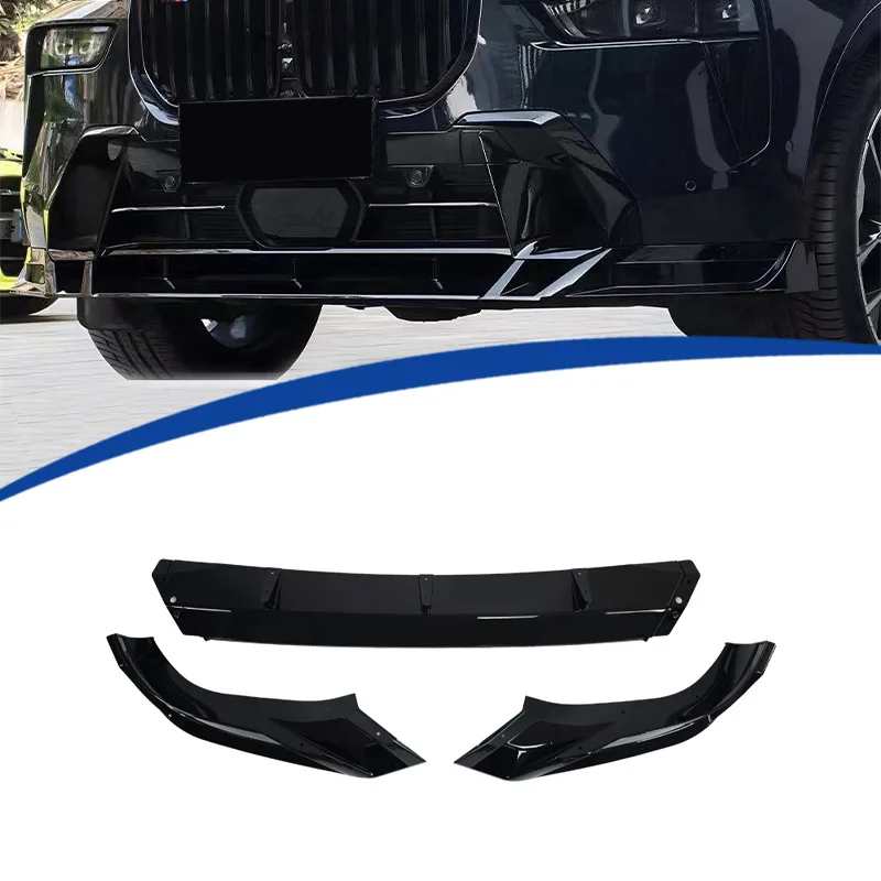 GT Racing Style 3-Piece Front Lip Splitter Fit For BMW X7 G07 Sport 2023-2026, Gloss Black ABS Front Bumper Spoiler