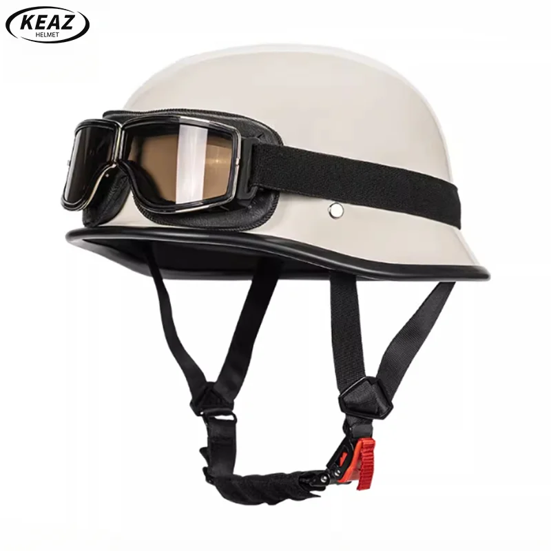 

Элегантный мотоциклетный шлем с глянцевой отделкой и очками и быстросъемной пряжкой, одобренный DOT для любителей винтажных велосипедов