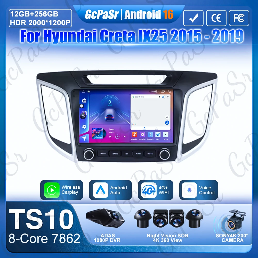 Carplay For Hyundai Creta IX25 2015 - 2019 GPS Navigation Car Radio Automotive Multimedia Car Intelligent Systems Screen No 2din