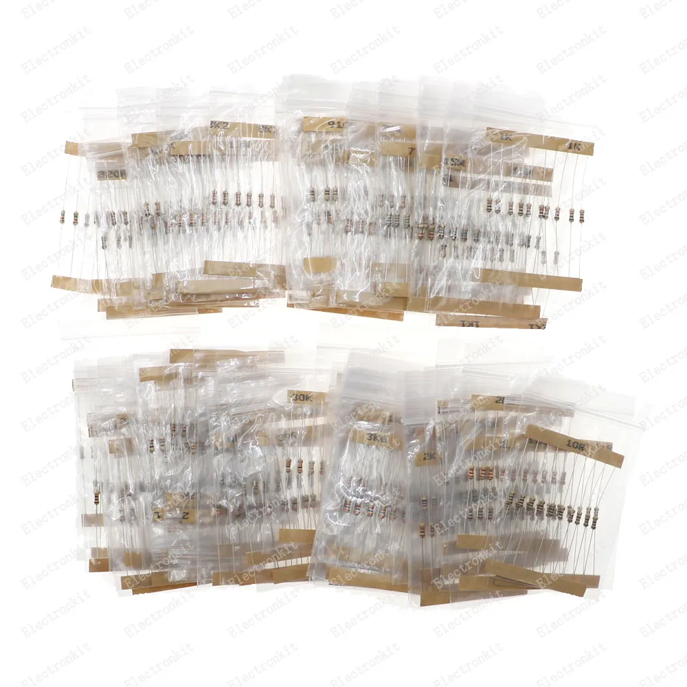 1700pcs 1/4W 5% 170Values 0 -22M ohm Carbon Film Resistors Assortment Kit Box Electronic Components pack