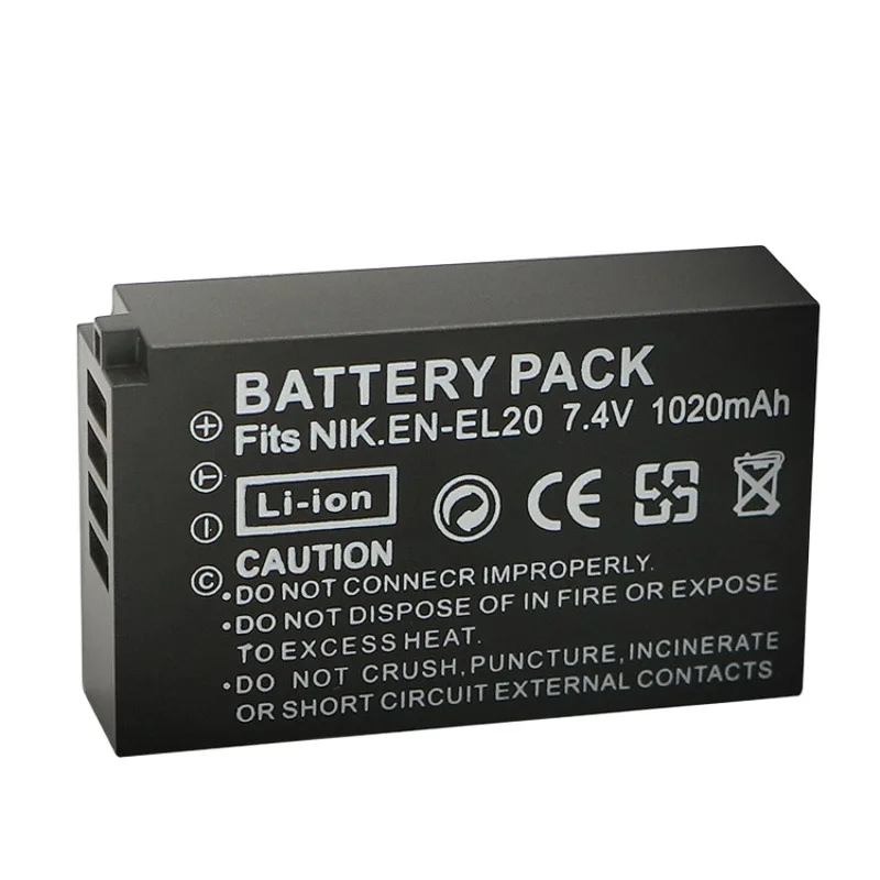 แบตเตอรี่สำรอง EN-EL20 ความจุ 1020mAh สำหรับกล้องดิจิตอล Nikon 1 J1 J2 J3 J4 J5 S1 S2 S3 AW1 V1 V2 V3  ถอดรหัสเต็มรูปแบบ