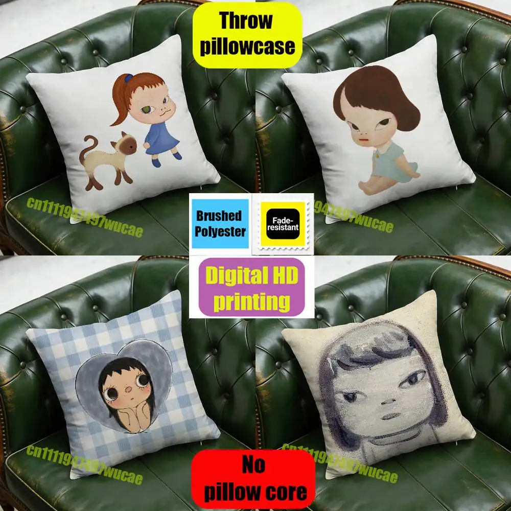 For Japan Yoshitomo Nara Throw Pillow Case 35x35cm Home Custom Square Pillowcase Cushion Cover