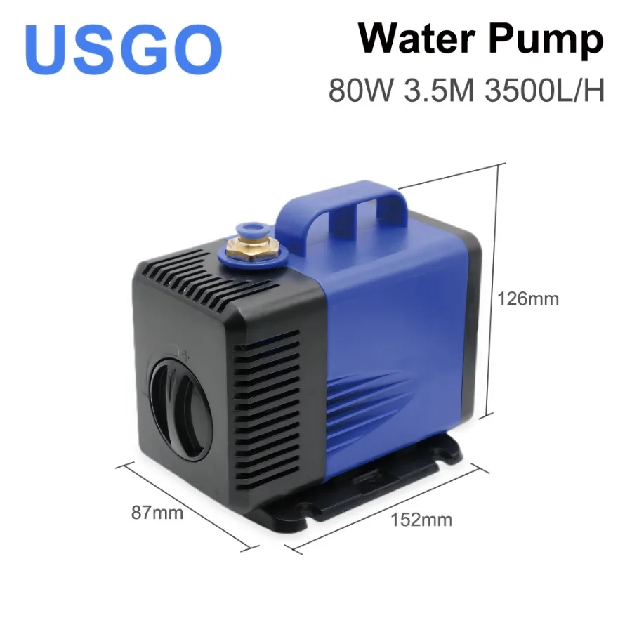 

USGO 80W Submersible Water Pump 3.5M 3500L/H IPX8 AC 220V ~ 240V Voltage For CO2 laser engraving and cutting machine