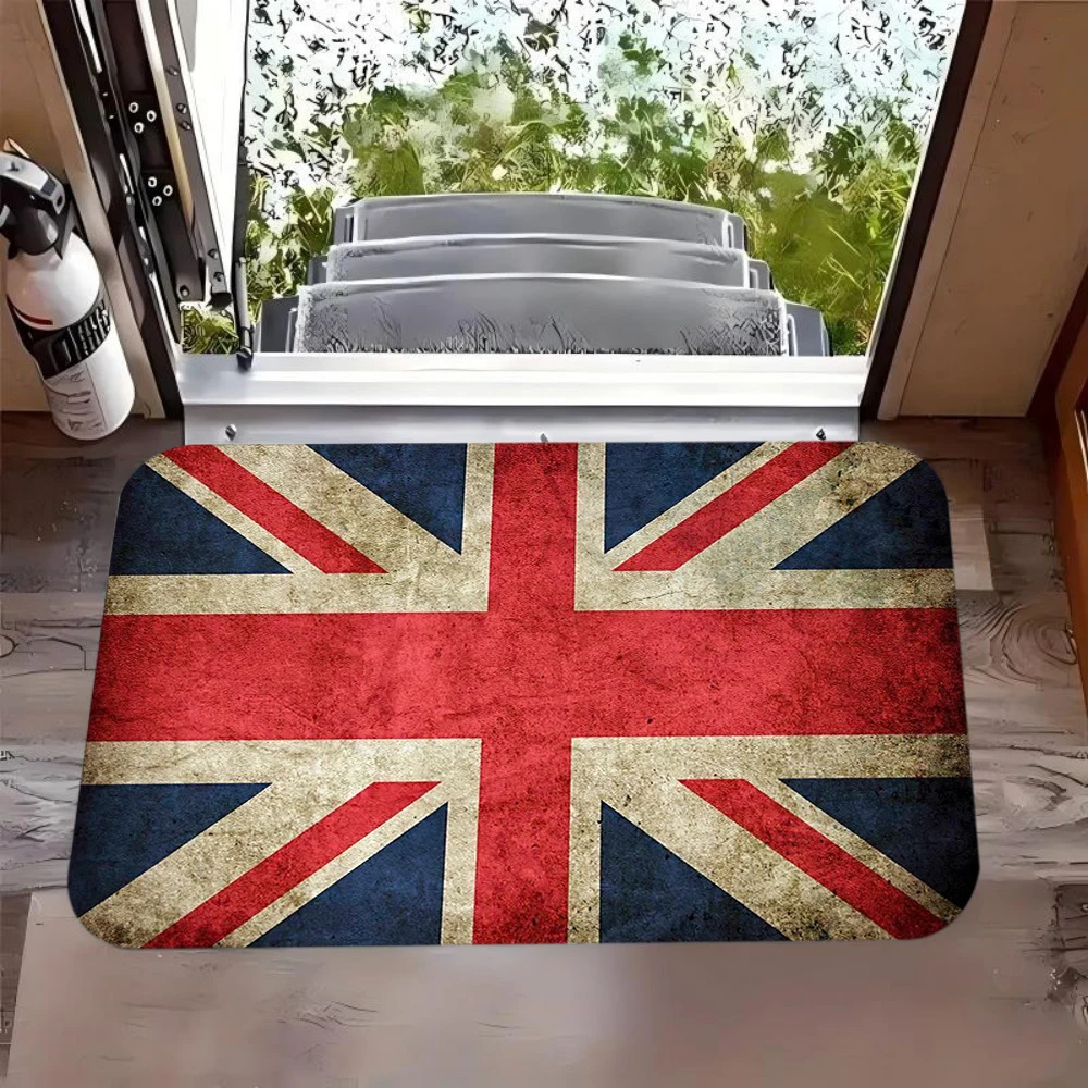 Modern Minimalist Union Jack Flannel Rug Living Room Anti-Slip Wear-Resistant Stain-Resistant Bedroom Floor Mat