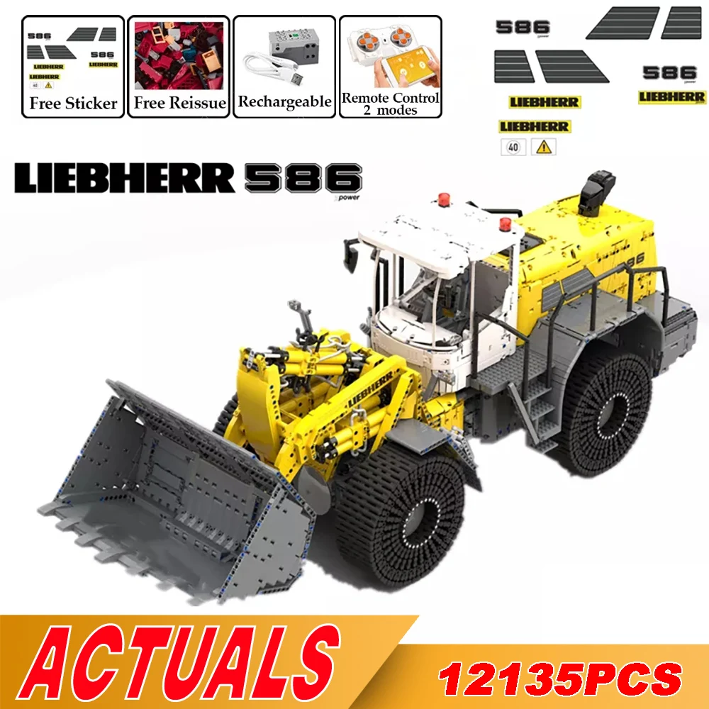 NEW High-Tech Liebherrs L586 Forklift Building Blocks Remote Control Engineering Vehicle Moc-49777 Bricks Toys For Kids Gifts