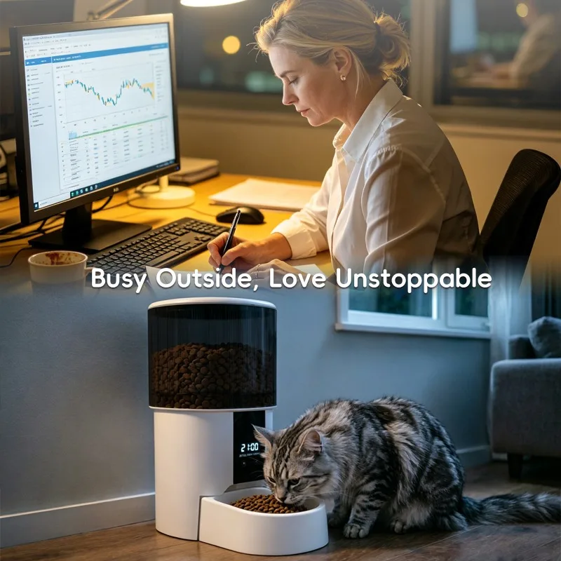 WiFi Smart Automatic Pet Feeder, Phone App Timed Dispenser for Cats Dogs