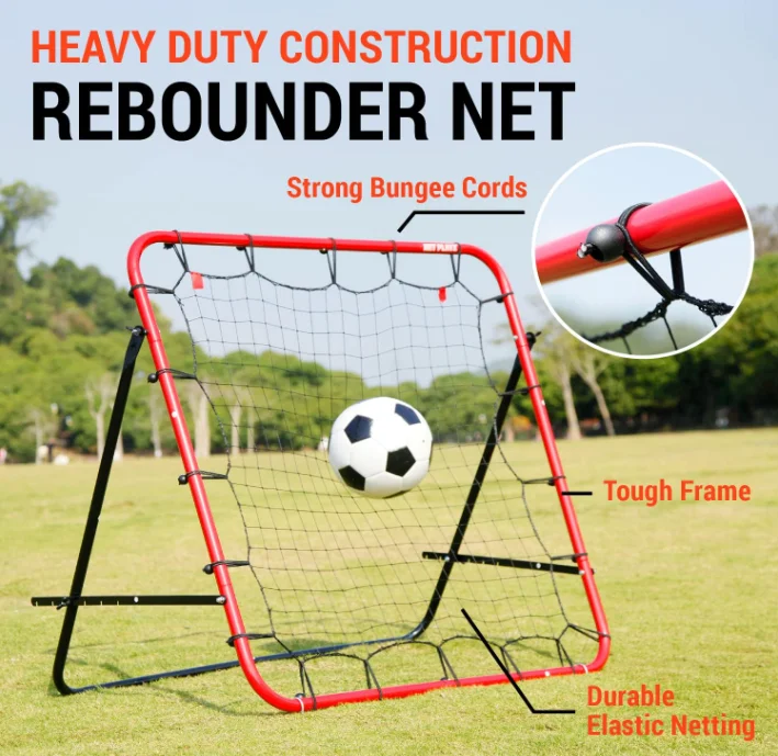 

Soccer Rebounder Kickback Football Rebound Net Adjustable Angle Portable Easy Setup Professional Training Durable Nylon Steelpro