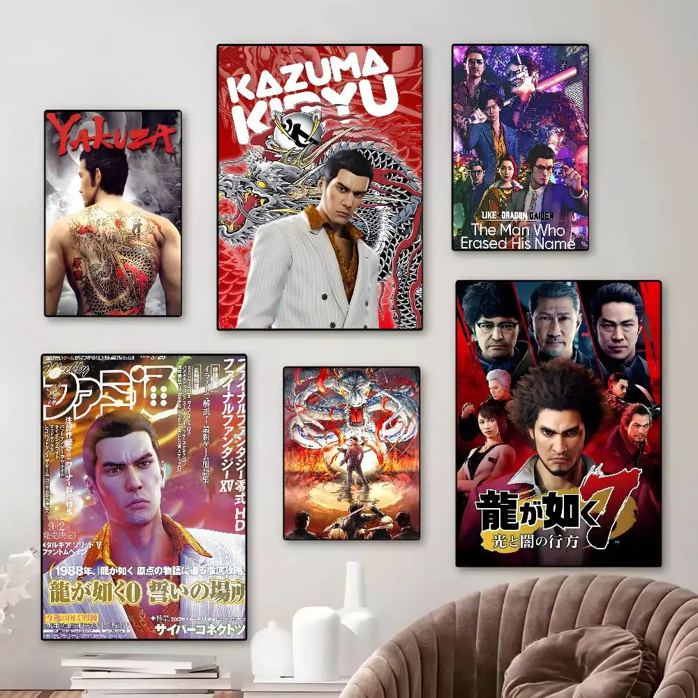 ياكوزا مثل التنين لعبة ملصق فني قماش HD ورق طباعة جمالي جدار الفن لغرفة المعيشة بار ديكور المنزل الموضة