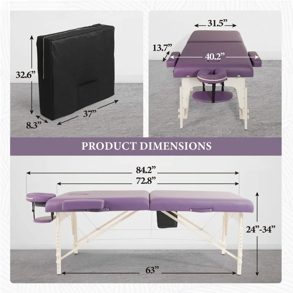 Premium Memory Foam Massage Table,Foldable & Portable Massage Bed, Height Adjustable Spa Bed