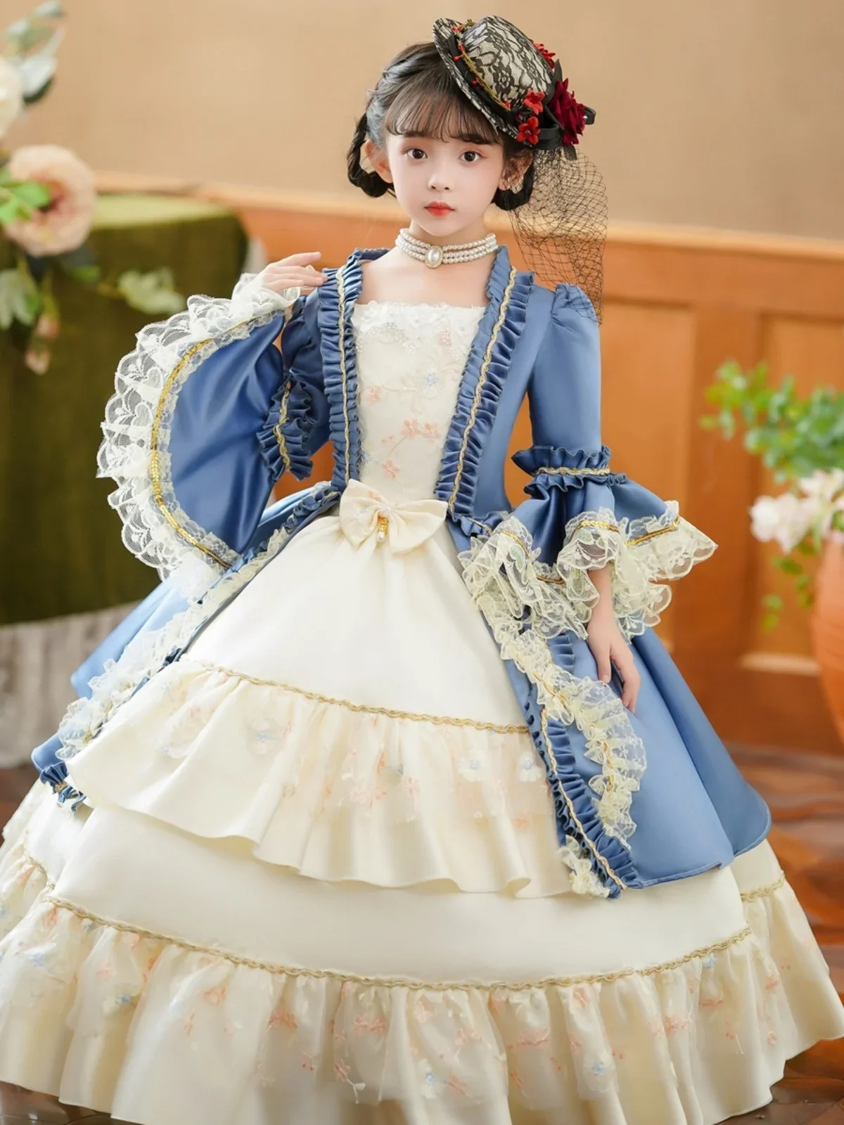 Cosplay Lolita Rococo Victorian Princess Costume Kid's Dress Outfits Costume Golden Vintage Cosplay Party Birthday