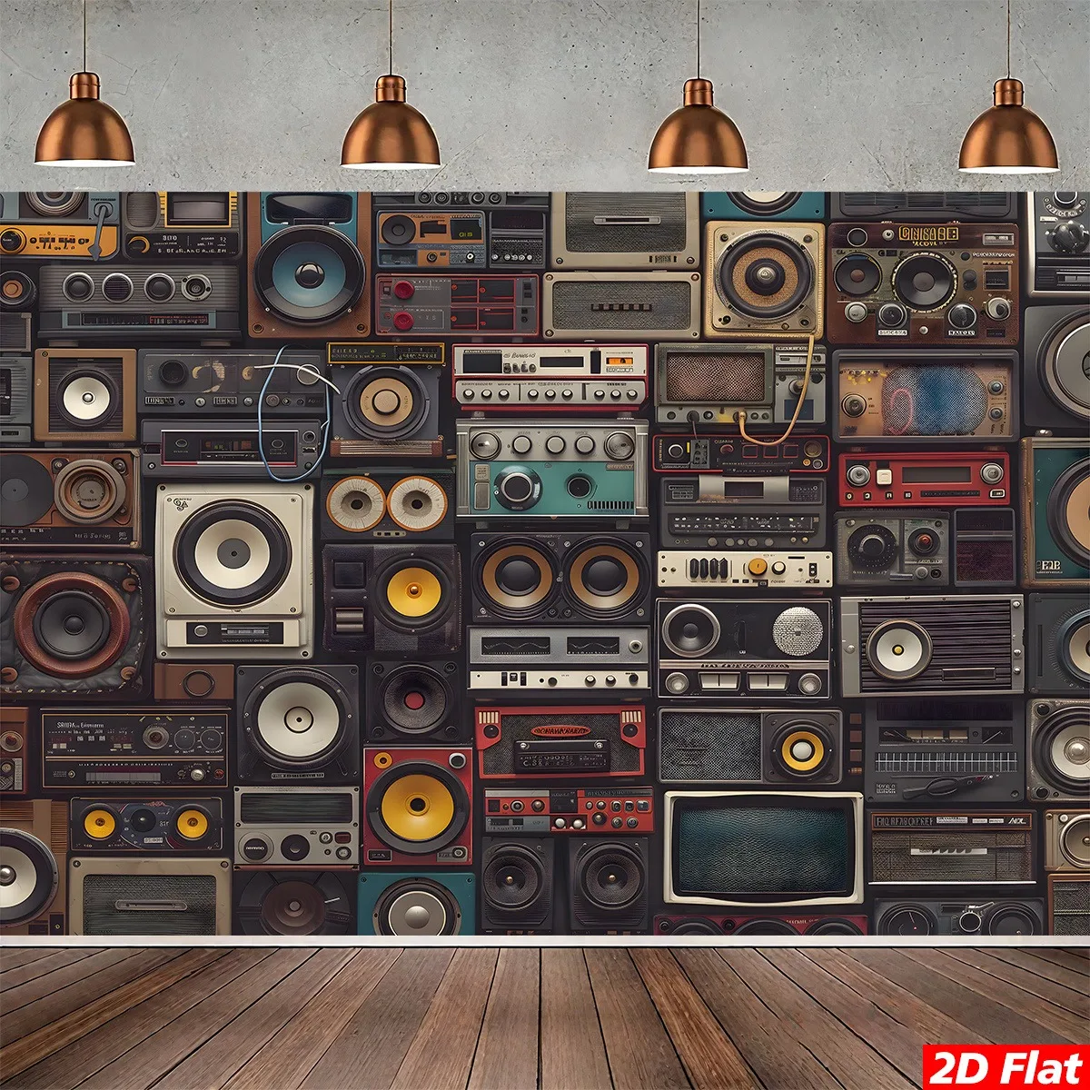 2D Flat Banner, 1pc 2D Flat Tapestry Vintage Radio Wall Decor Retro Audio Equipment Hanging Art Living Room Studio Decoration