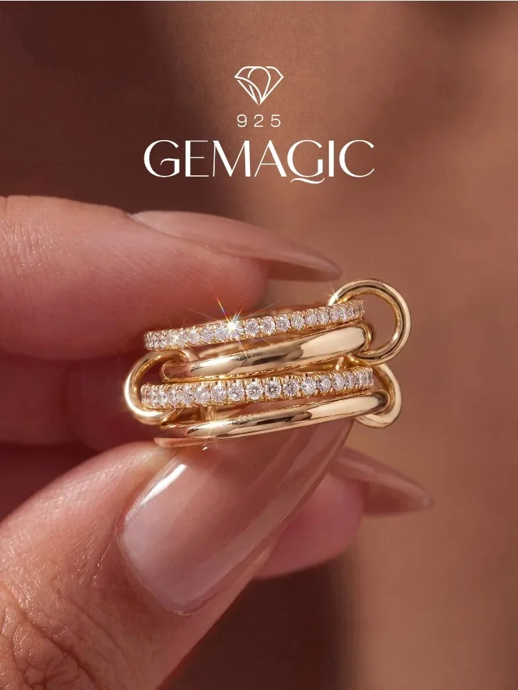 Personalisierter Mehrschichtiger Zirkon-Ring für Damen 925 Sterling Silber Täglicher Jubiläums-Schmuck Hochwertige Feine Schmuckstücke – Detail 1