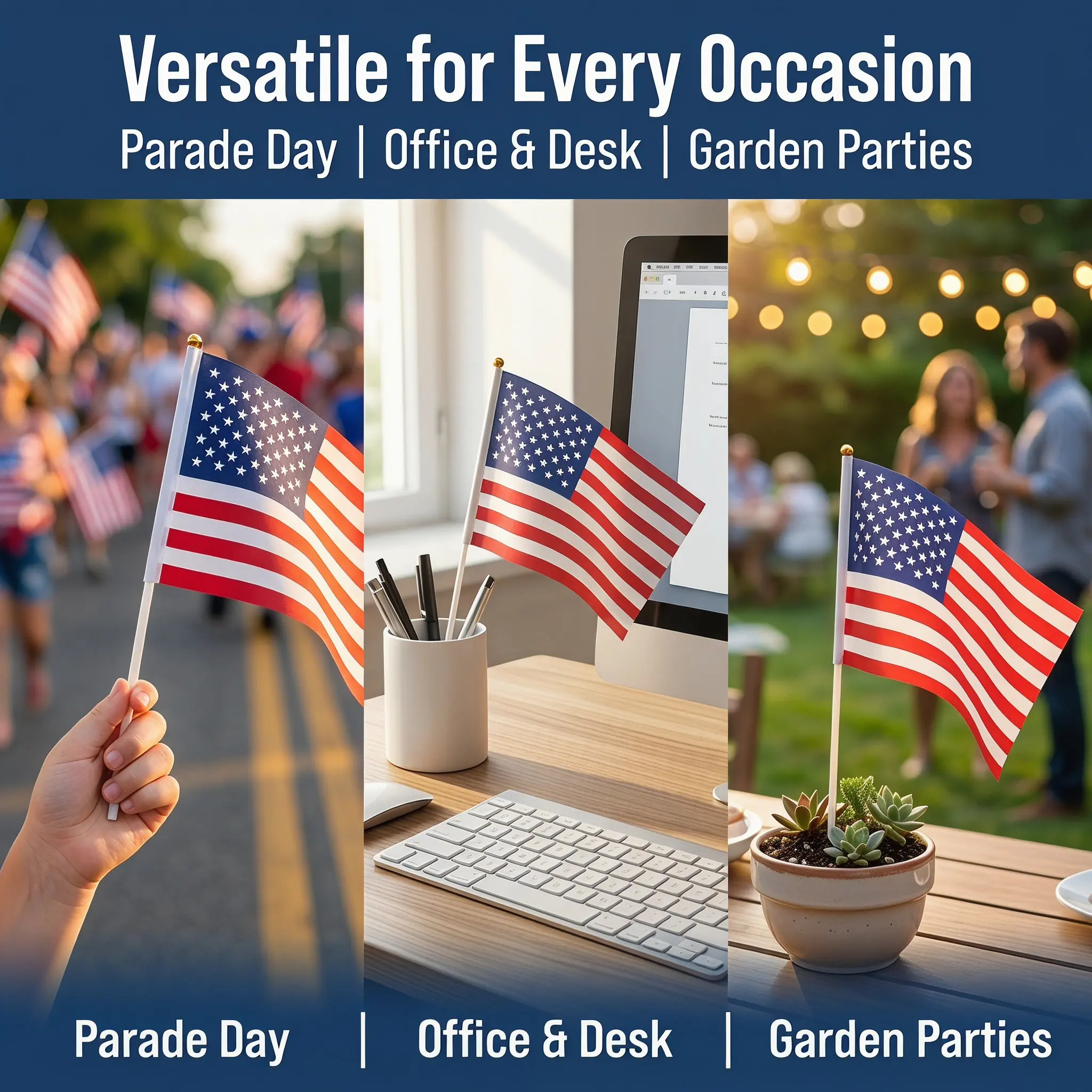 50Pcs Mini Hand Held Stick Flags Country Flags on Stick Sturdy Polyester Ideal for Cheering Parties Events Parades