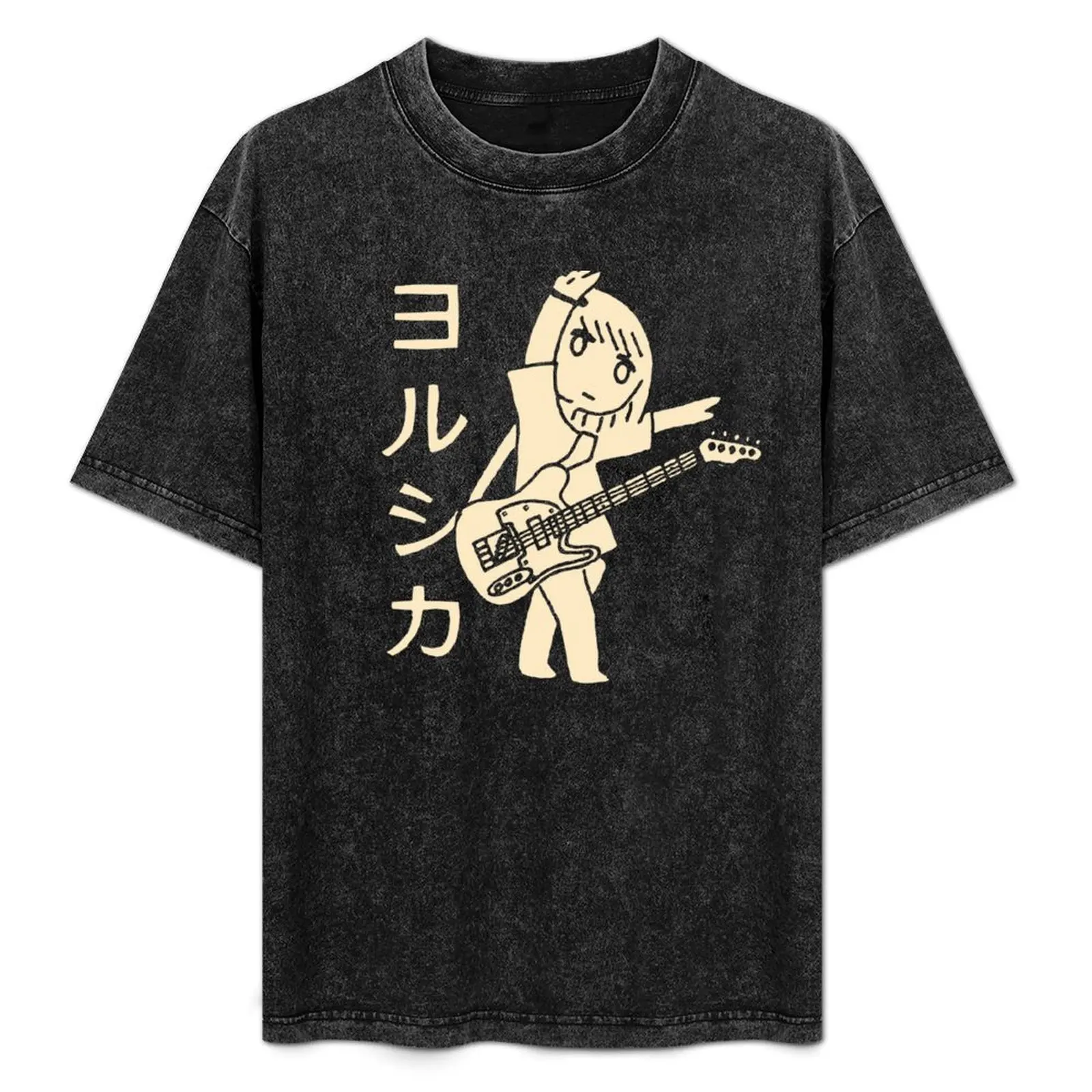 Gentry kawaii Anime Manga Guitar Girl In kanji katakana music rock Logo Design T-Shirt Plus Size Gym Sports T-Shirt