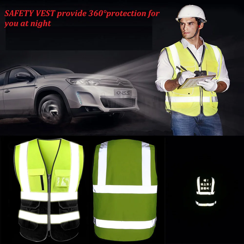 Customized Your Text Logo Reflective motocycle Safety Vest Hi Visibility Construction Work Uniform Security ANSI Class 2