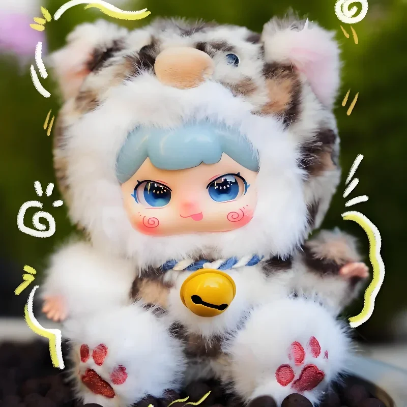 Baby Drie Pufufu Geluk Bell Serie Blind Box Pluche Vinyl Schattige Pop Hanger Mystery Box Speelgoed Decoratief Beeldje Desktop Gift