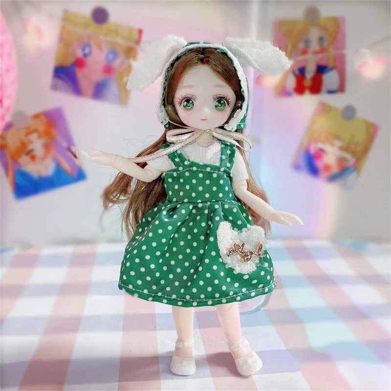 New 23cm Anime Doll 1/7 Bjd Cartoon Comic Face Doll with Clothes Doll Girls Birthday Gift