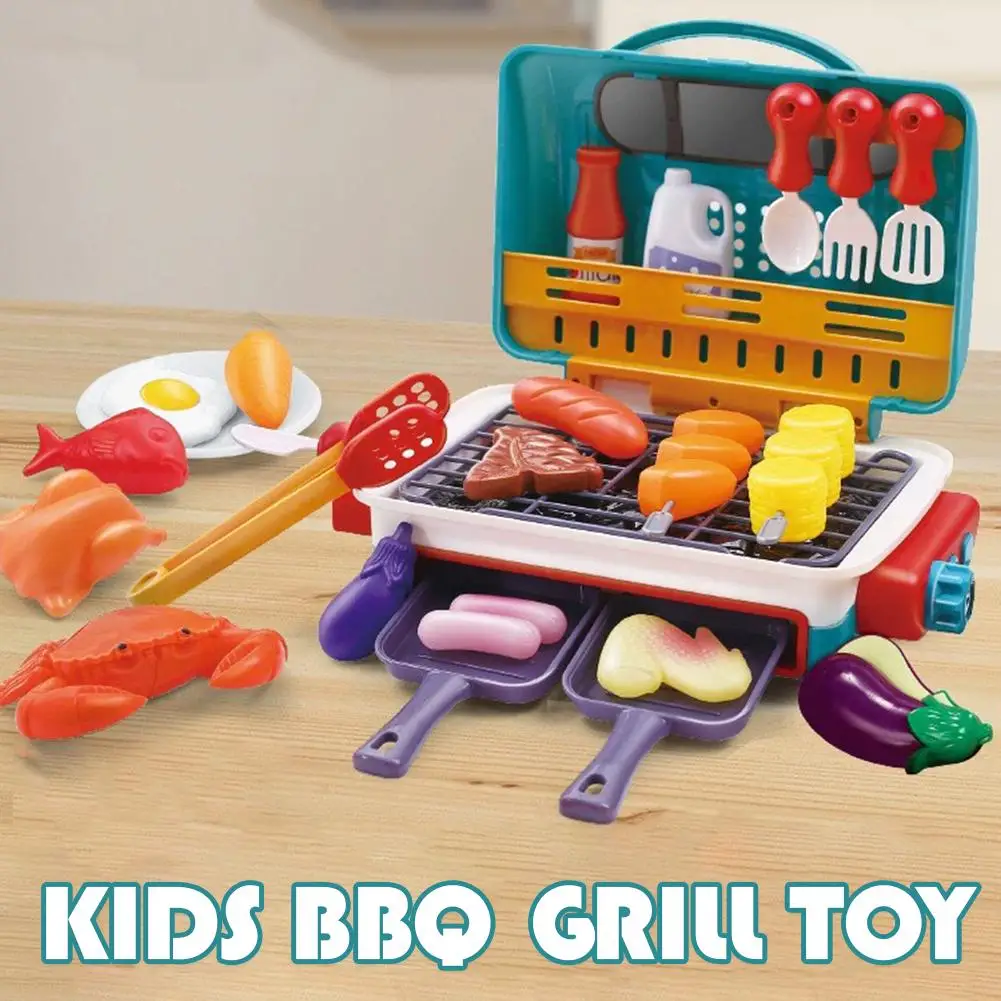 Symulowany zestaw do grillowania ze światłem i dźwiękiem, zabawka do udawania gotowania w kuchni, zabawka edukacyjna BBQ dla dzieci do odgrywania ról