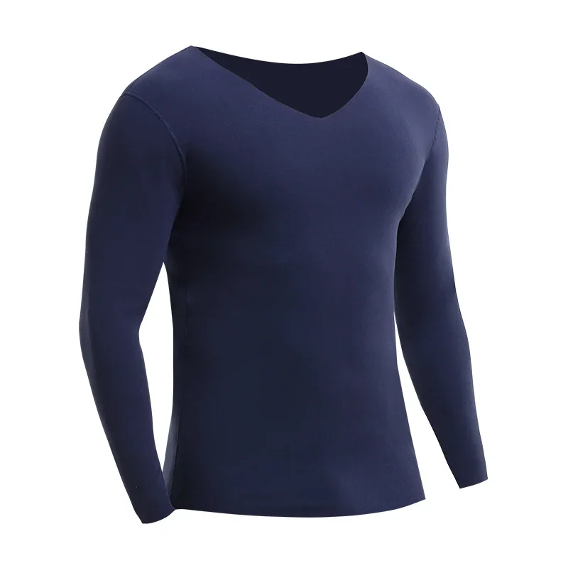 Men's Tagless Cotton Thermal Tops - Pile Thickened, Cold-Proof Base Layers for Autumn &