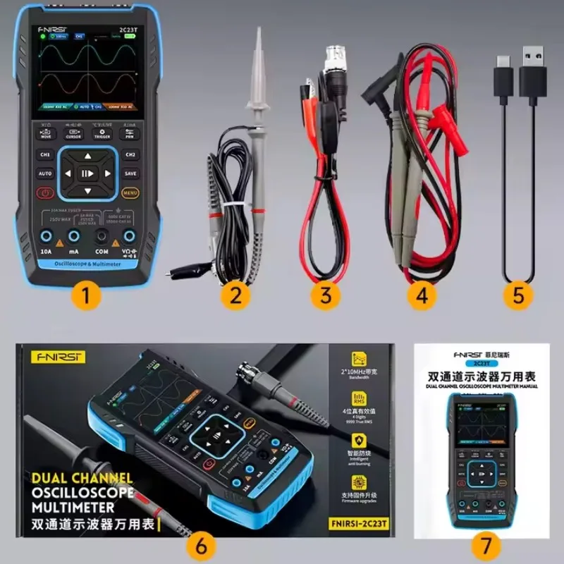 2C23T 15MHZ * 2 50 عينات عملاقة/ثانية المتعدد راسم الذبذبات ثنائي القناة 3In1 راسم الذبذبات الرقمي عالي المستوى مولد الموجي