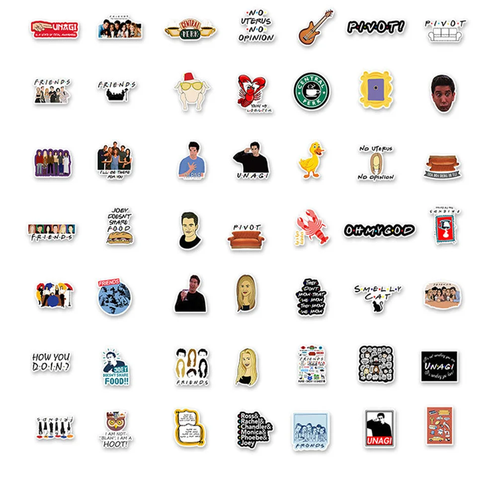 10/30/50PCS American Drama Friends Sticker Guitar Skateboard Decoration Diary Suitcase Mobile Phone Computer WaterproofWholesale