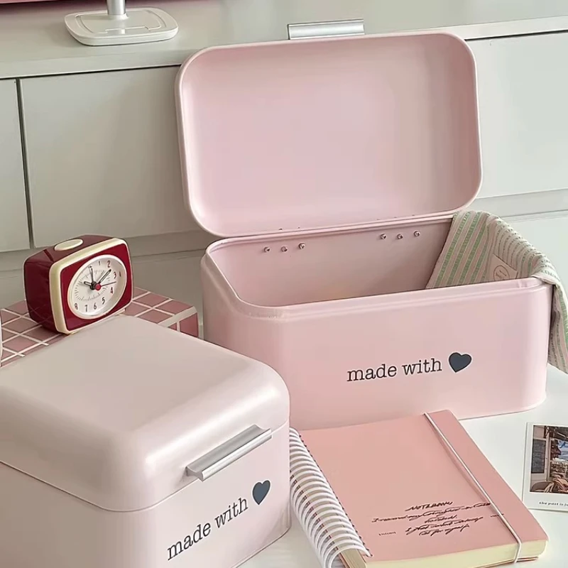 

Эстетический металлический ящик для хранения, настольный органайзер для закусок, милый декоративный контейнер для хранения, коробка для украшения спальни и офиса для девочек