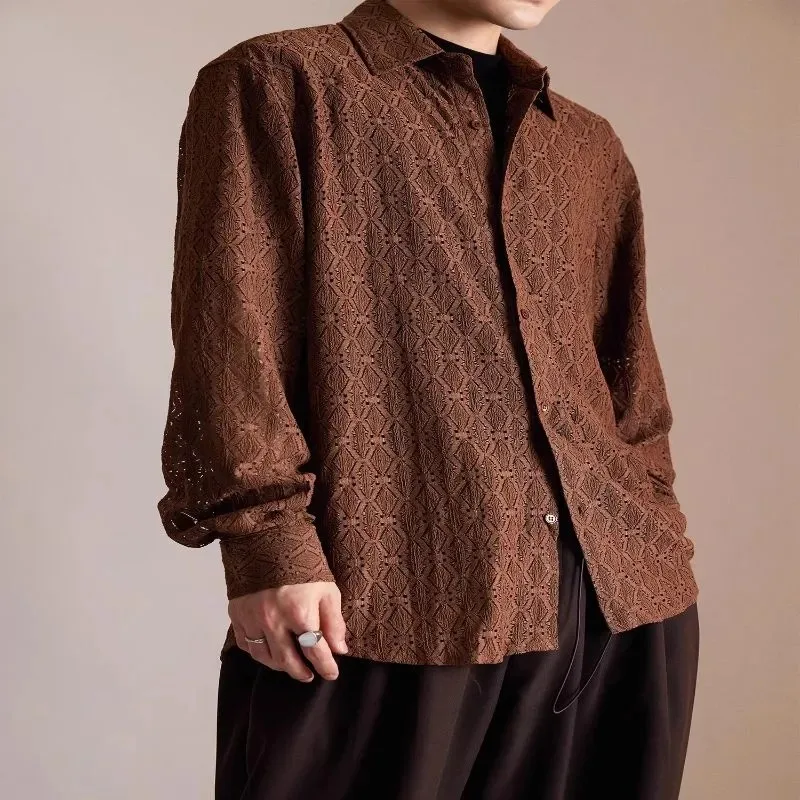 

Нишевая рубашка в стиле ретро с лацканами и полой драпировкой, с короткими рукавами, этническое японское повседневное мужское пальто с длинными рукавами